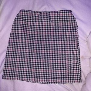 Divided mini stretchy plaid skirt